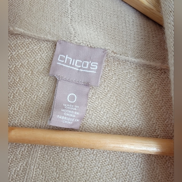 CHICOS Tan Spring Summer Light Knit Cardigan - Picture 2 of 8